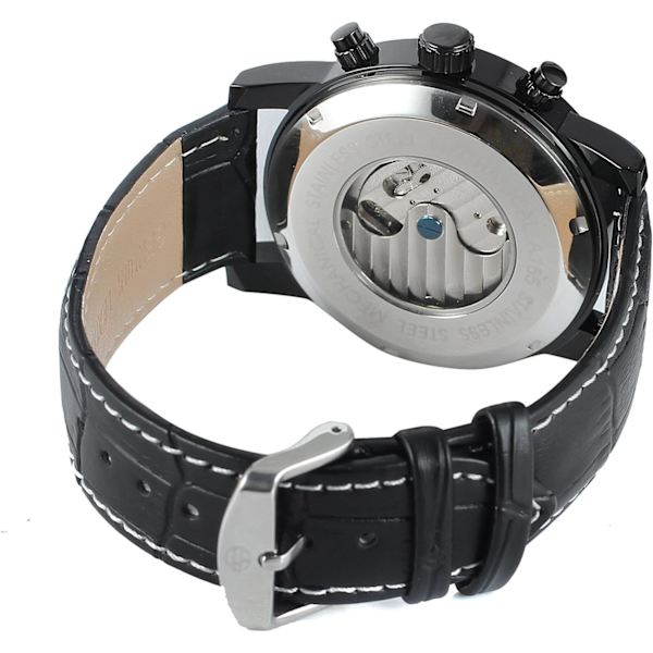 Unik design för män, lyxig automatisk tourbillonklocka i populär stil med läderarmband