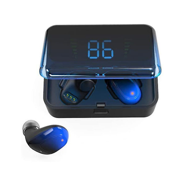 TWS Touch Vattentäta Hörlurar Digital Display Tyg Bluetooth Blå