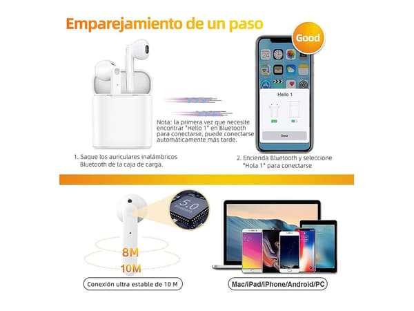 Vita Bluetooth In-Ear Hörlurar med Touchkontroll