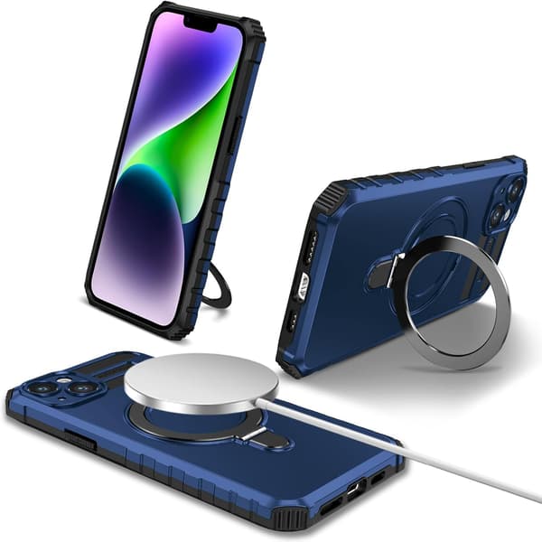 Puhelinkotelo - iPhone 15 Plus/iPhone 14 Plus - Iskunkestävä - Magneettinen - Sininen Blue iPhone 15 Plus/iPhone 14 Plus