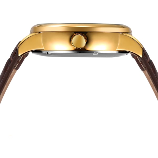 Automatisk herrklocka med månfas, skelettvisning, läderarmband och vattentät analog visning