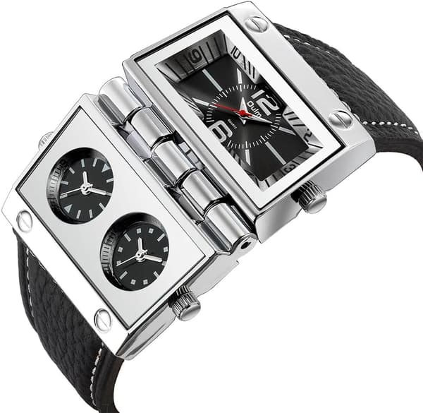 9525 Herrklocka Analog Svart Läderrem 3 Sub-urtavlor