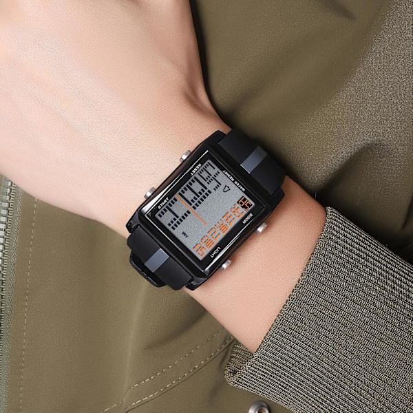 Herr LED Digital Klocka Utomhus Sportklocka Alarm Datum Multifunktion Armbandsur för Män Stoppur 50M Vattentät