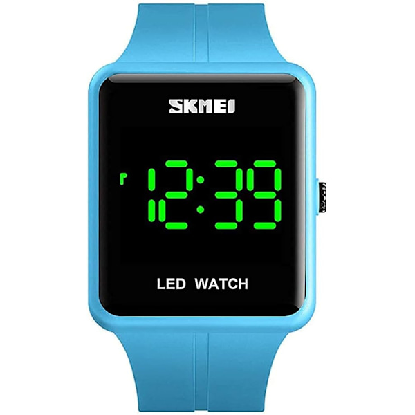 Klassisk Fyrkantig Urtavla Unisex Dam Herr Digital Multifunktionell Utomhus Casual Klocka Nedräkning 50M Vattentät LED-ljus Armbandsur
