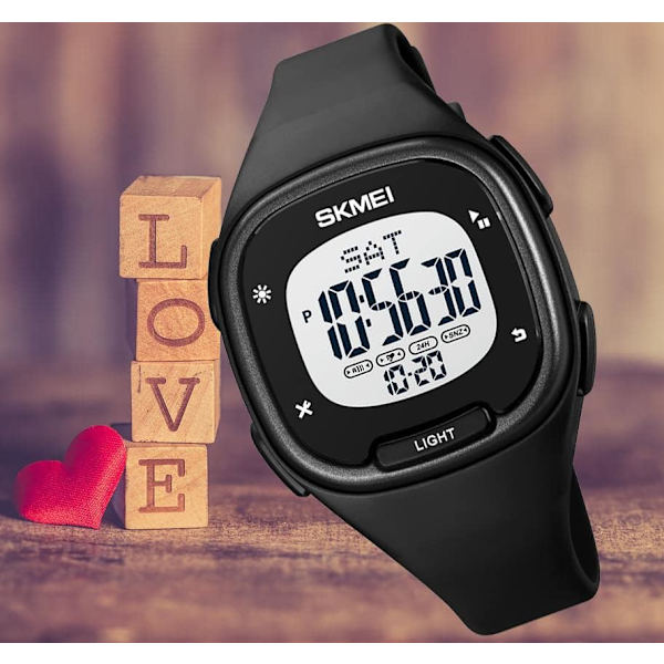 Fyrkantig Unisex Digital Klocka Multifunktion Stoppur Alarm Nedräkning Dubbel Tid PU Rem Vattentät Armbandsur för Kvinnor Män