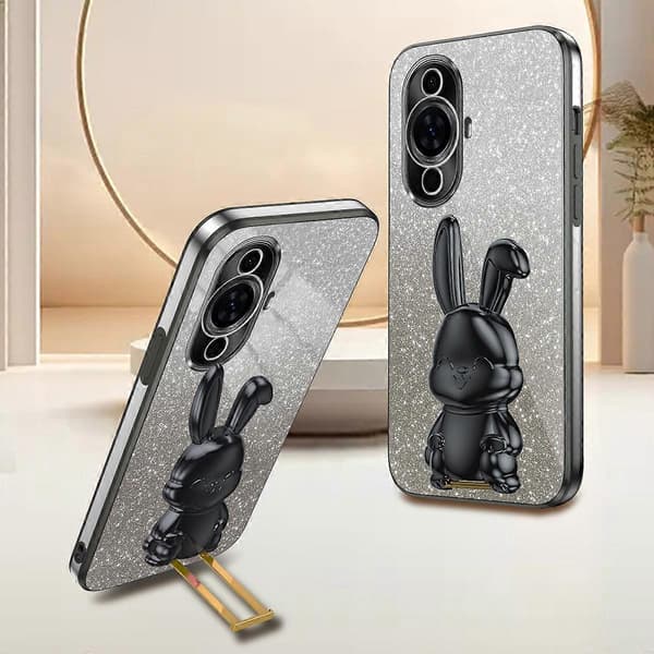För Huawei nova 11 Tecknad Kanin Ställ Skydd Glitter Mobilskal