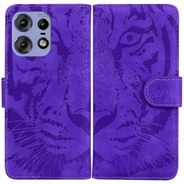 Läderfodral med tigermönster för Motorola Edge 50 Pro 5G, plånboksfodral
