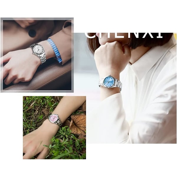 Eleganta klockor för kvinnor, affärsdamer, klocka i rostfritt stål, armband, armbandsur med diamanter, vattentät kvartsklocka för kvinnor