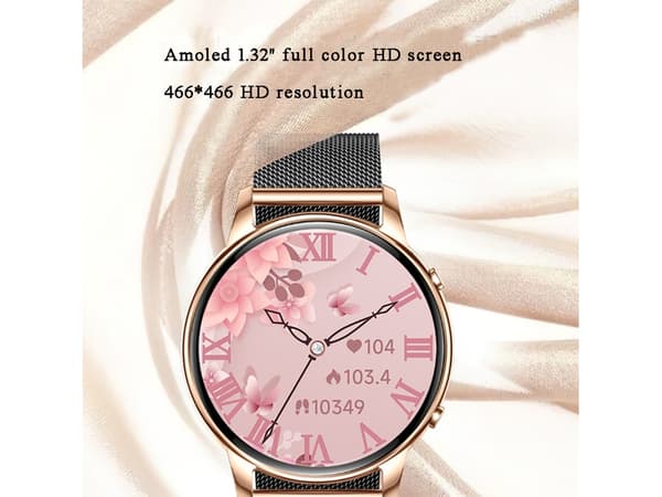 Smartwatch med 1,32-tums Full-Touch AMOLED-skärm Bluetooth-samtal Kvinnohälsofunktioner och Rund Design Grå