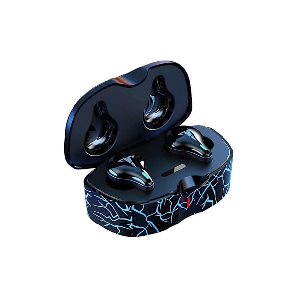 Bluetooth Gaming Hörlurar Stereo In-Ear Mini Sportheadset med Mikrofon Crackblue YEMAESRE