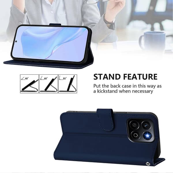 Til Honor X7c 4G/Honor 200 Smart 5G/Honor X7c 5G Solid Farve Flip Læder Wallet Case med Rem