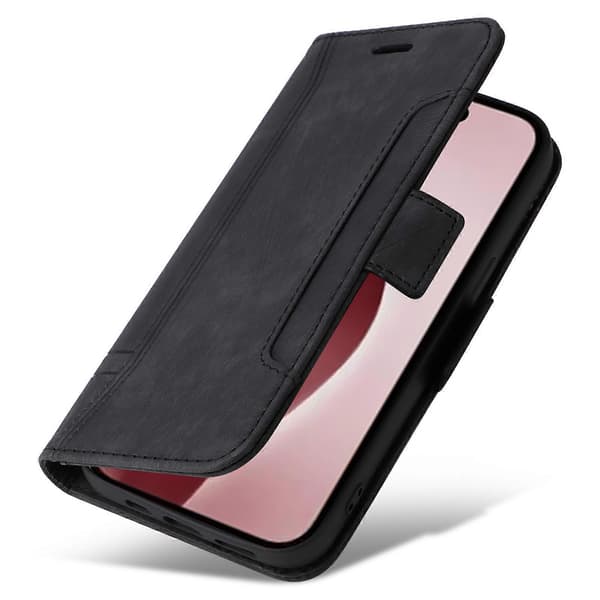 Ställfodral i läder med flip-skydd för iPhone 16 Pro