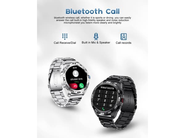 Smartwatch til Android iOS Bluetooth Opkald/Tekstpåmindelse/Stemmehøjttaler Aktivitetsmåler med Pulsmåling
