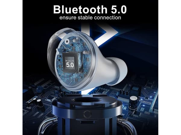 Hörlurar Öra Laddning LCD Bluetooth Silver