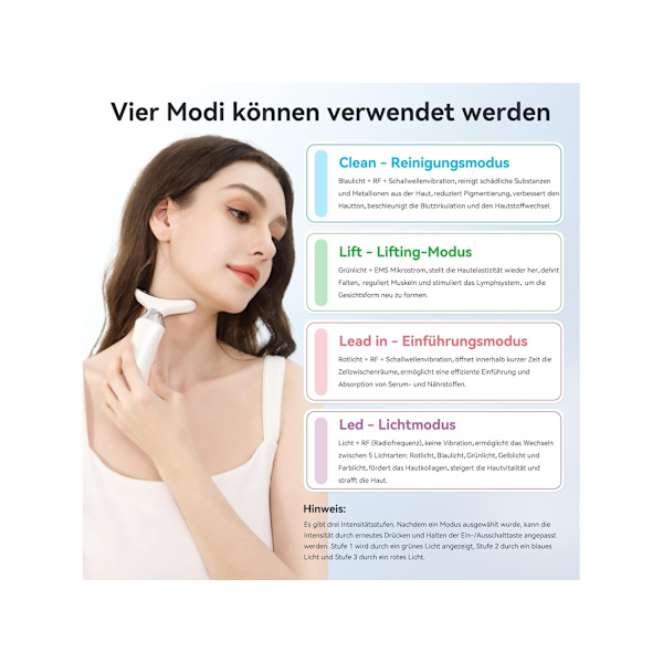 4-i-1 RF Anti-rynk Ansiktsmassager för Halslyft Anti-åldrande Uppstramande Slapp Hud Vit YEMAESRE
