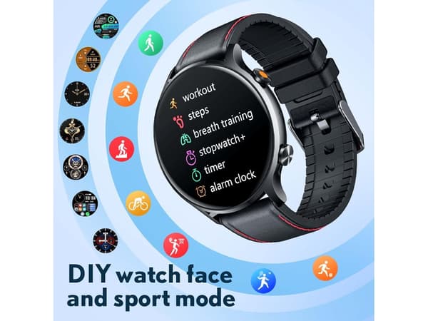 Smartklocka Bluetooth-samtal 1,39 tum Hälsoövervakning 114 Sportlägen Kompatibel med Android Ios Silver