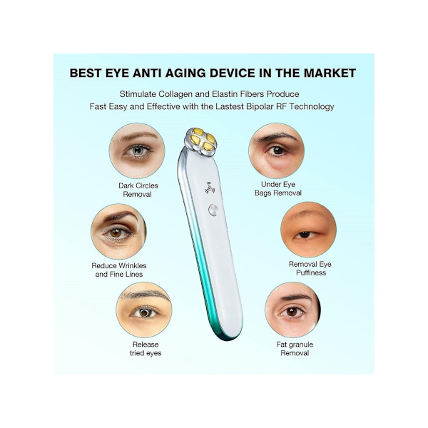 Anti-aging RF-maskin hudvårdsverktyg för påsar under ögonen, mörka ringar, reducerar rynkor och linjer, grön YEMAESRE