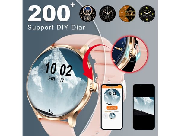Älykello Qs80 1,39 tuumaa Bluetooth 5.2 Tft Täysi Kosketus Ip67 Iphone Android Pinkki