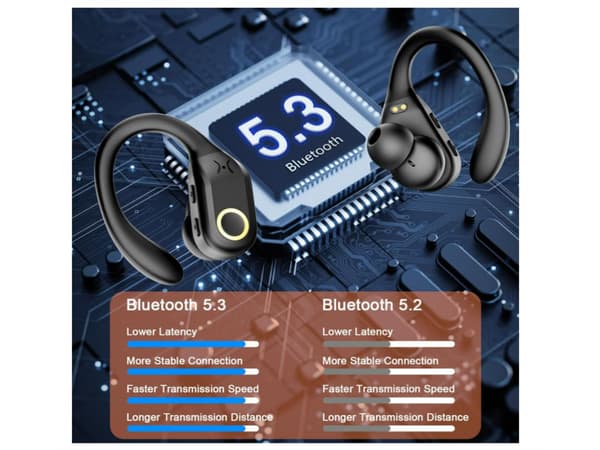 Brusreducerande Djup Bas Stereo HD Uppspelning Timmar Display Bluetooth Vattentät Svart