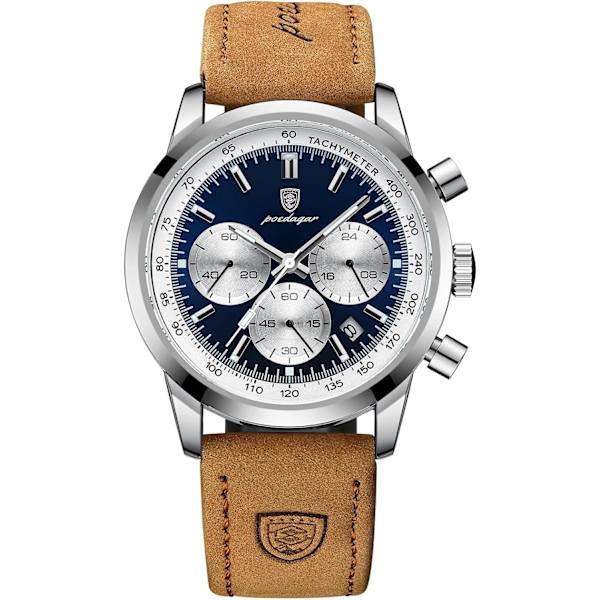 Kronografklockor för män Analog Quartz Lysande Herrklockor Business Sport Casual Herrarmbandsur Datum 30M Vattentät Elegant Gåva för Män