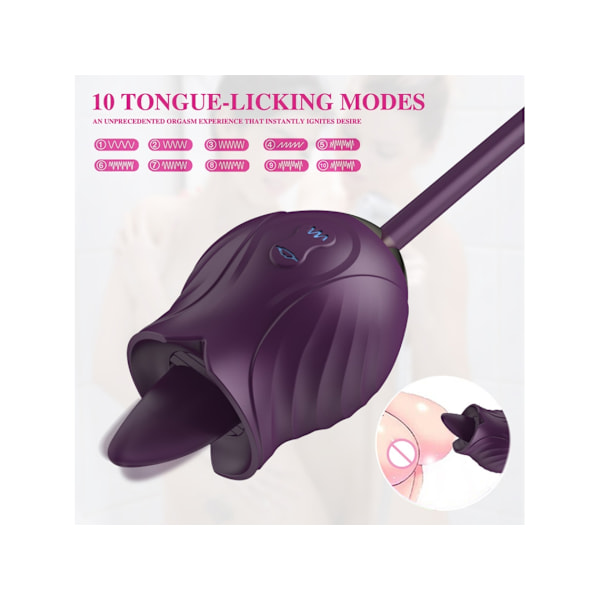 Ros Tunga Slickande Teleskopisk Massage Vibrator för Kvinnor (Lila)
