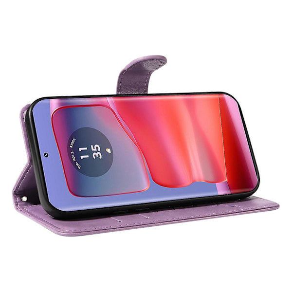 För Motorola Edge 50 Pro 5G Fodral PU Läder Fjäril Blommönster Telefonskal