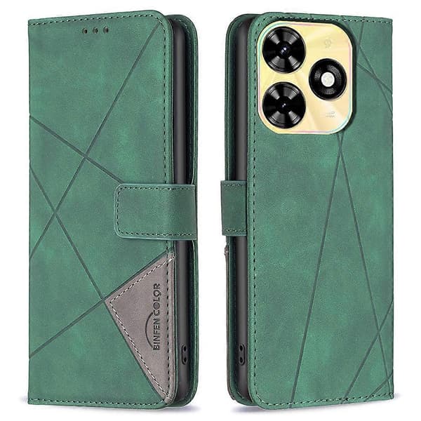 Geometrisk Linje Læder Telefon Cover til Tecno Spark 20C, Tegnebogsdesign