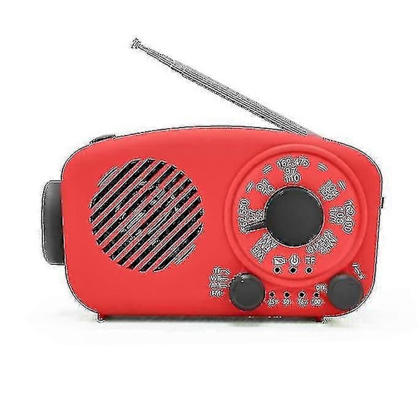 Bärbar Handvevsradio Nödradio med Handvev Solcellsdriven Miniradio Mobilladdare - Grön