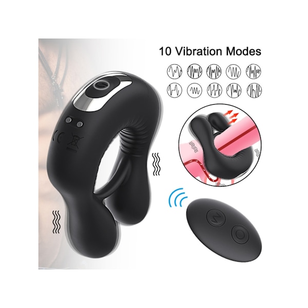 Trådlös fjärrkontrollerad vibrator för män (Svart)