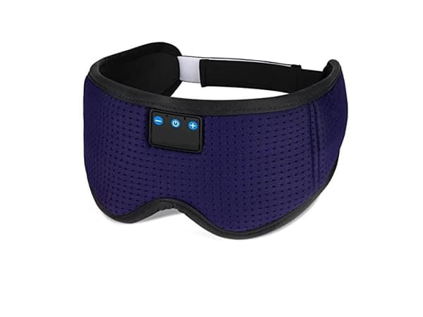 Trådlös Sömnmask med Bluetooth och Hörlurar i Silke - Blå
