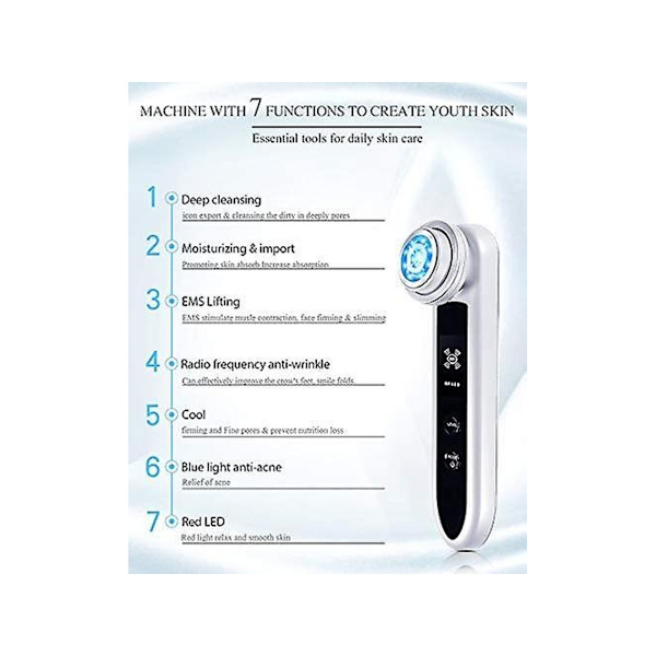 Högfrekvent ansiktsapparat Högfrekvent Rf Ansiktsbehandling Rf och Ems och Led och Varm och Kall Vit Skönhetsapparat YEMAESRE
