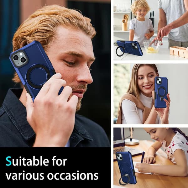 Puhelinkotelo - iPhone 15 - Iskunkestävä - Piilotettu pidike - Sininen