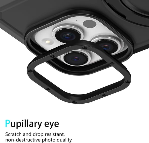 Telefoncover - iPhone 15 Pro Max - Stødsikkert - Indbygget stativ - Sort