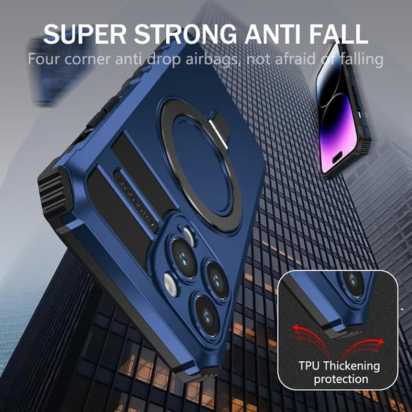 Telefoncover - iPhone 13 Pro - Stødsikkert - Magnetisk holder - Sort Black iPhone 13 Pro