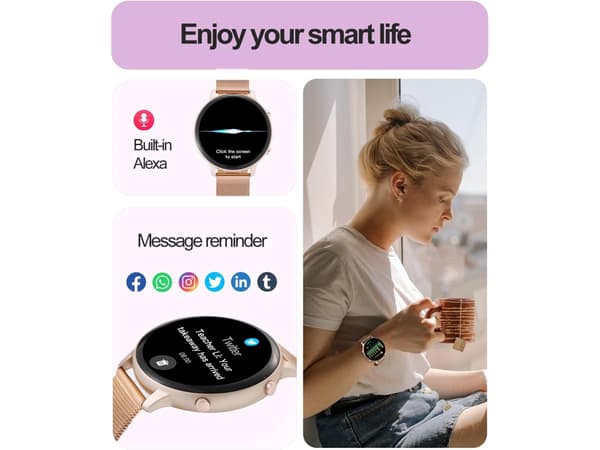 Smartklokke Svar/Ring 1.39\" Bluetooth Smartklokke for Android Ios Utendørs Aktivitetsmåler med Helse-/Søvnmonitor