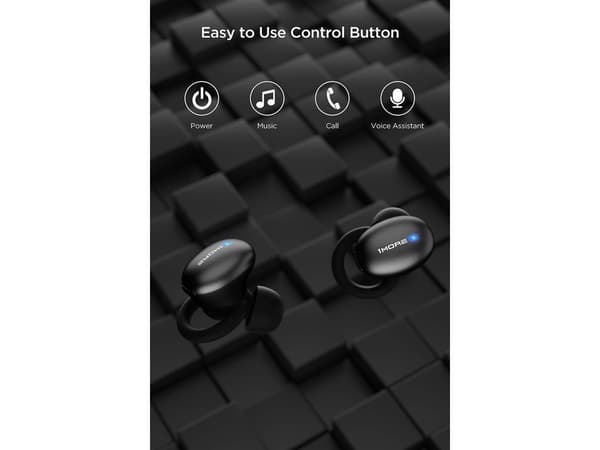 True Wireless Hörlurar Stilren Speltid Timmar Bluetooth Svart