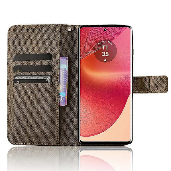 För Motorola Edge 50 Fusion 5G Fodral Flip Plånbok Diamant Textur PU Läder Telefonskal