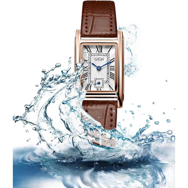 Dam Quartz Klocka Dam Elegant Fyrkantig Vardagsklänning Klocka med Läderrem Analog Quartz Dam Armbandsur