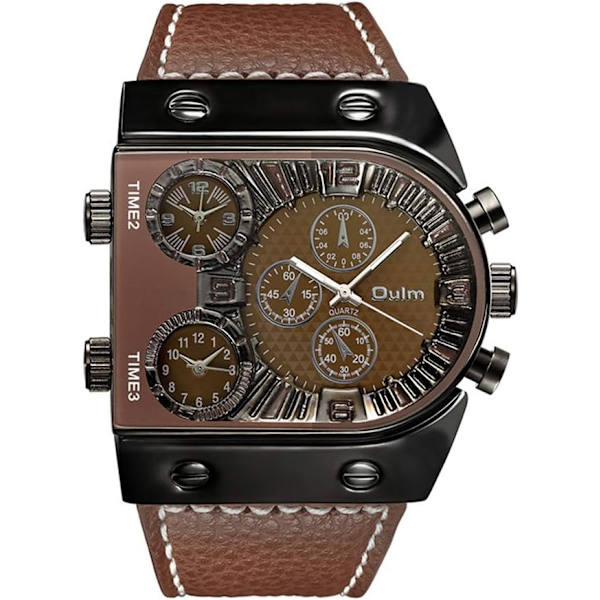 Herrklocka, lyxig steampunk, automatisk, mekanisk, rostfritt stål, läderarmband
