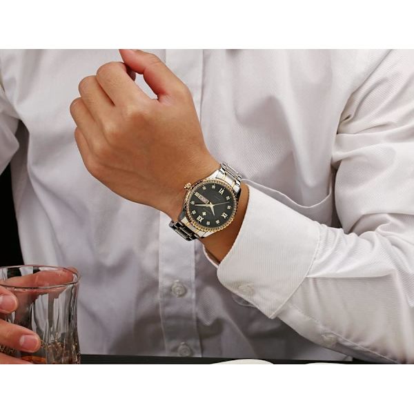 Par Klocka Diamant Kvarts Herrklocka Lysande Damklocka Datum Affärs Par Klocka Vattentät Lyx Armbandsur Analog Display