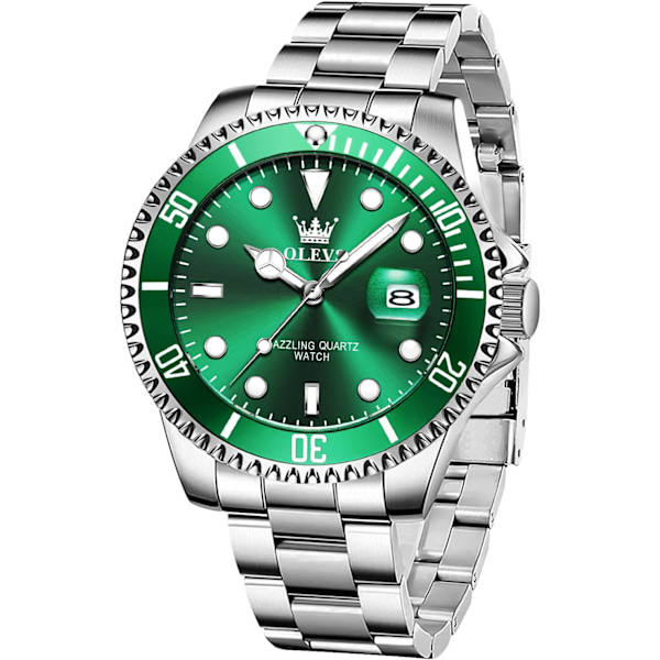 Herrklocka Rostfritt Stål Stor Urtavla Casual Klänning Armbandsur Kvarts Analog Dag Datum Vattentät Luminous