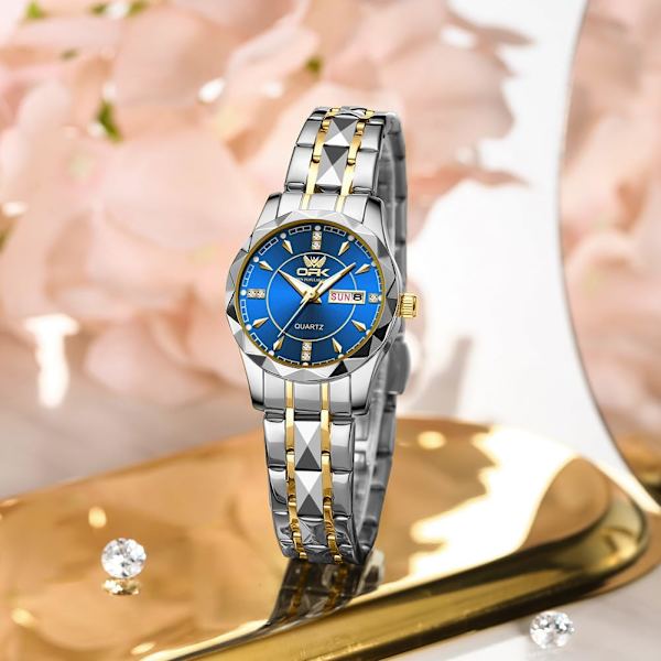 Businessklockor för kvinnor Rostfritt stål Klänning Damarmbandsur Datum Luminous Quartz Damklocka Vattentät Elegant Present för kvinnor