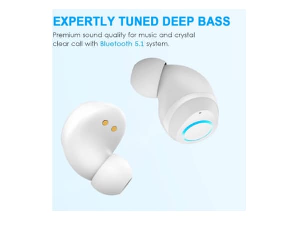 Trådlösa USB-C Laddningshörlurar Djup Bas Stereo Hög Bas Vattentät Bluetooth Vit