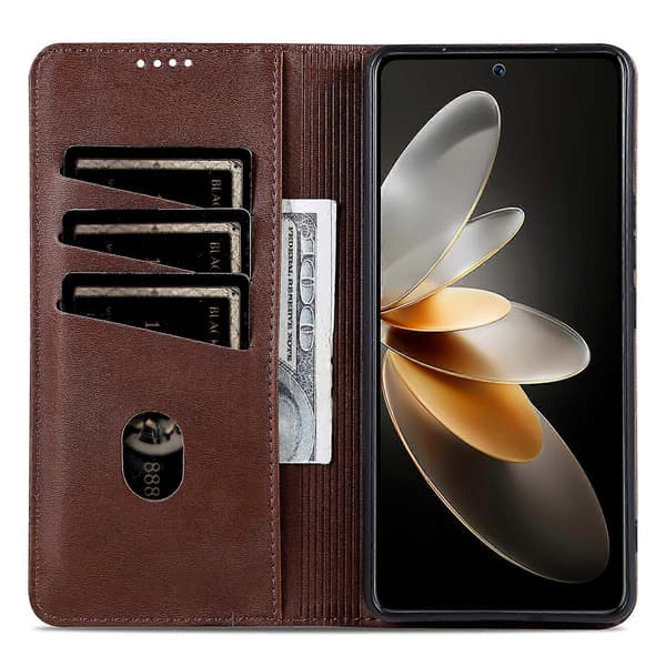 Magnetisk lommebok i lær til Huawei nova 12 Pro 5G
