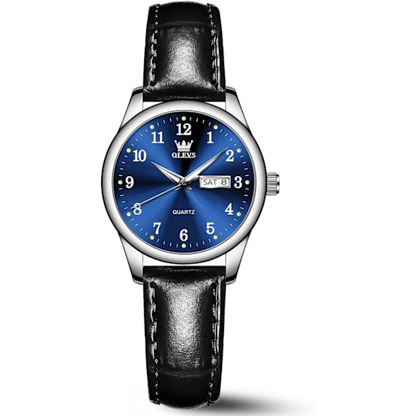 Damklockor i läder Analog kvarts enkel liten vardaglig armbandsur med vattentäta självlysande damklockor
