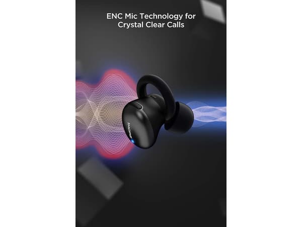 True Wireless Hörlurar Stilren Speltid Timmar Bluetooth Svart