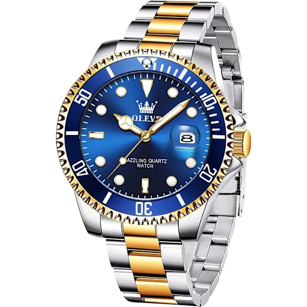 Herrklocka Rostfritt Stål Stor Urtavla Casual Klänning Armbandsur Kvarts Analog Dag Datum Vattentät Luminous