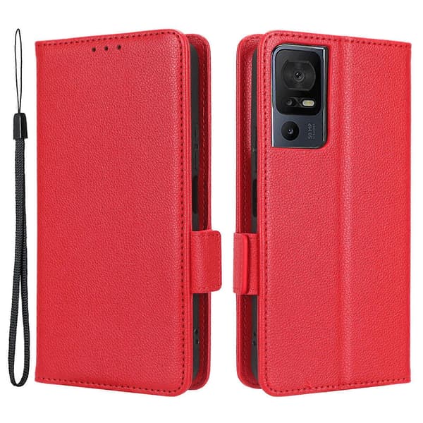 Anti-fall Läderfodral för TCL 40 SE Magnetisk Lychee Textur Telefonskydd med Plånboksställ