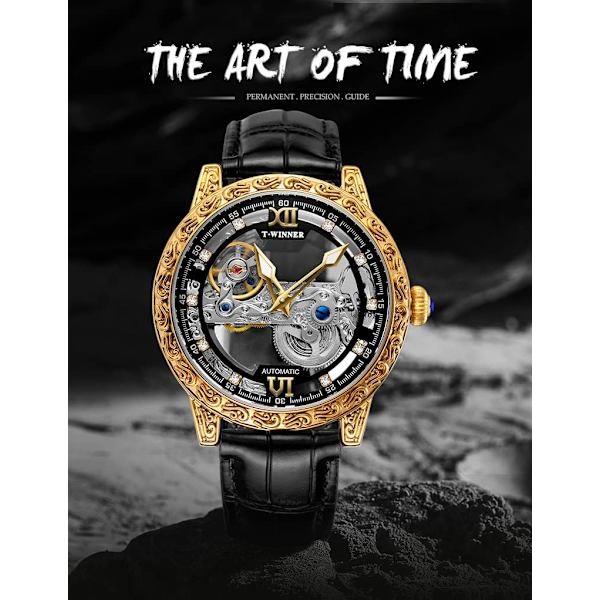 Skelettklocka Transparent Urverk Mekanisk Klocka Lyx Tourbillon Självuppdragande Herrklocka