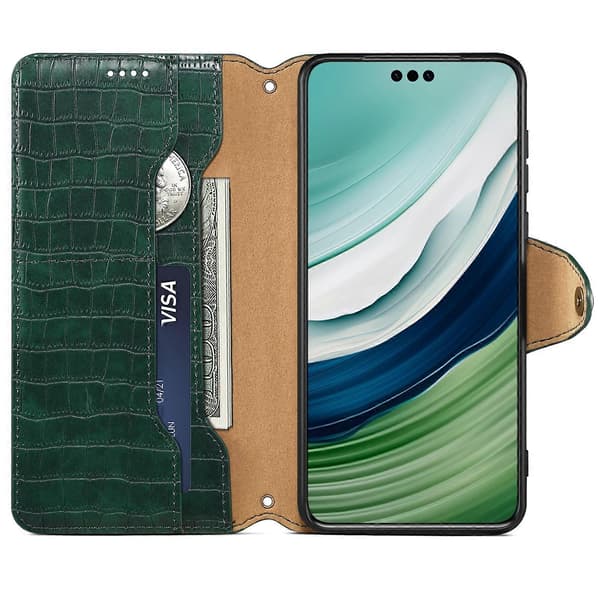 Læderetui med telefonstativ og tegnebogsfunktion til Huawei Mate 60 Pro+
